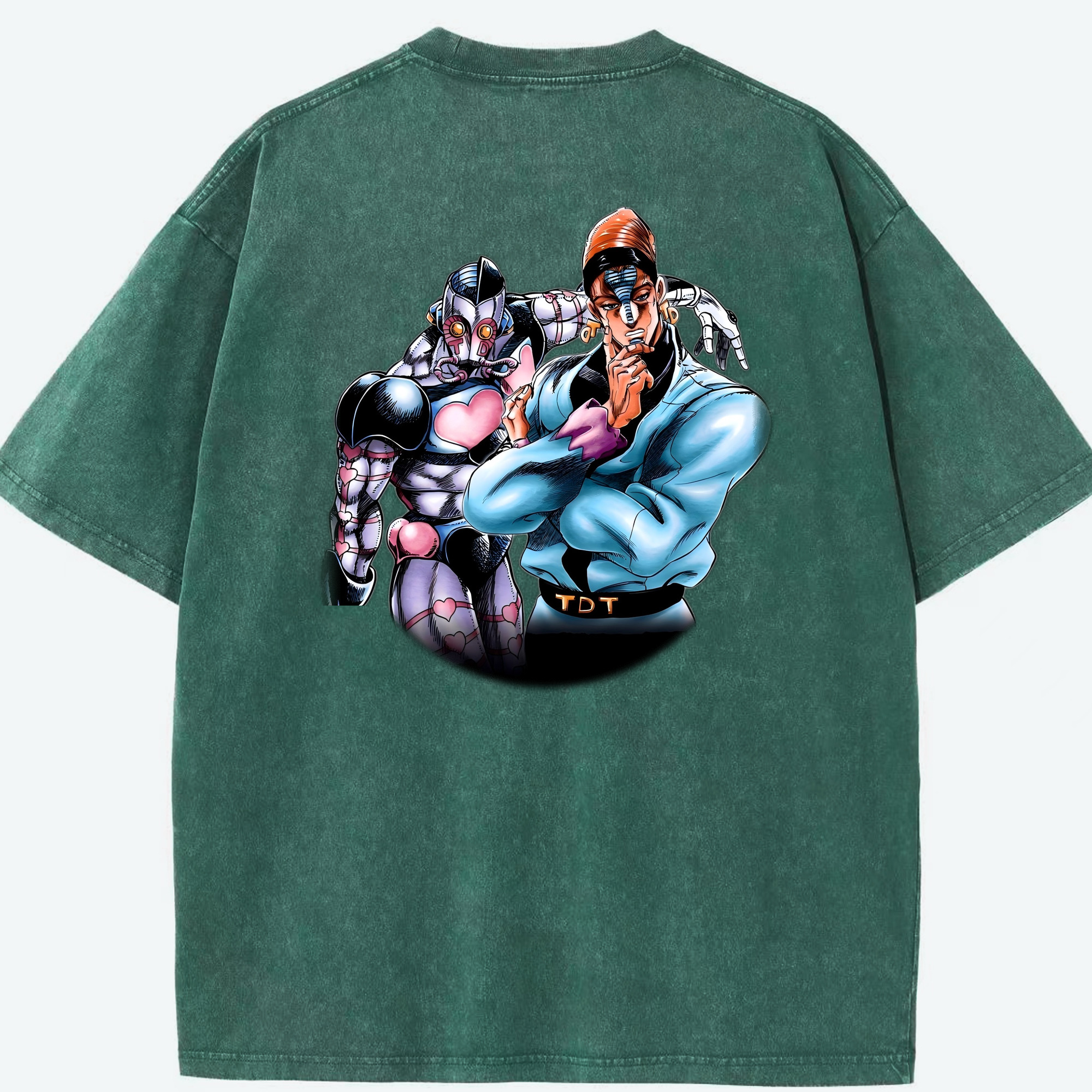 （画像用） ジョジョの奇妙な冒険 ひがしかた じょうすけ JoJo's Bizarre Adventure Higashikata Josuke 綿100% ヴィンテージ風 半袖Tシャツ（背面プリント）